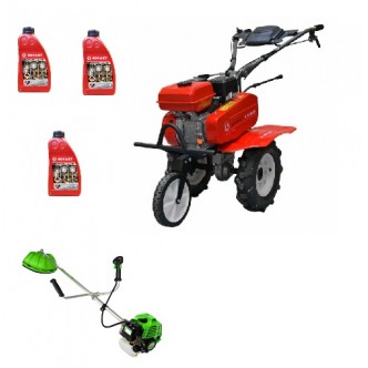 PACHET SUPER GOSPODARASI Motocoasa + Motocultor pe benzina,7CP, motor 212cmc freze incluse, latime de lucru 560-830mm Rotakt RO70SS